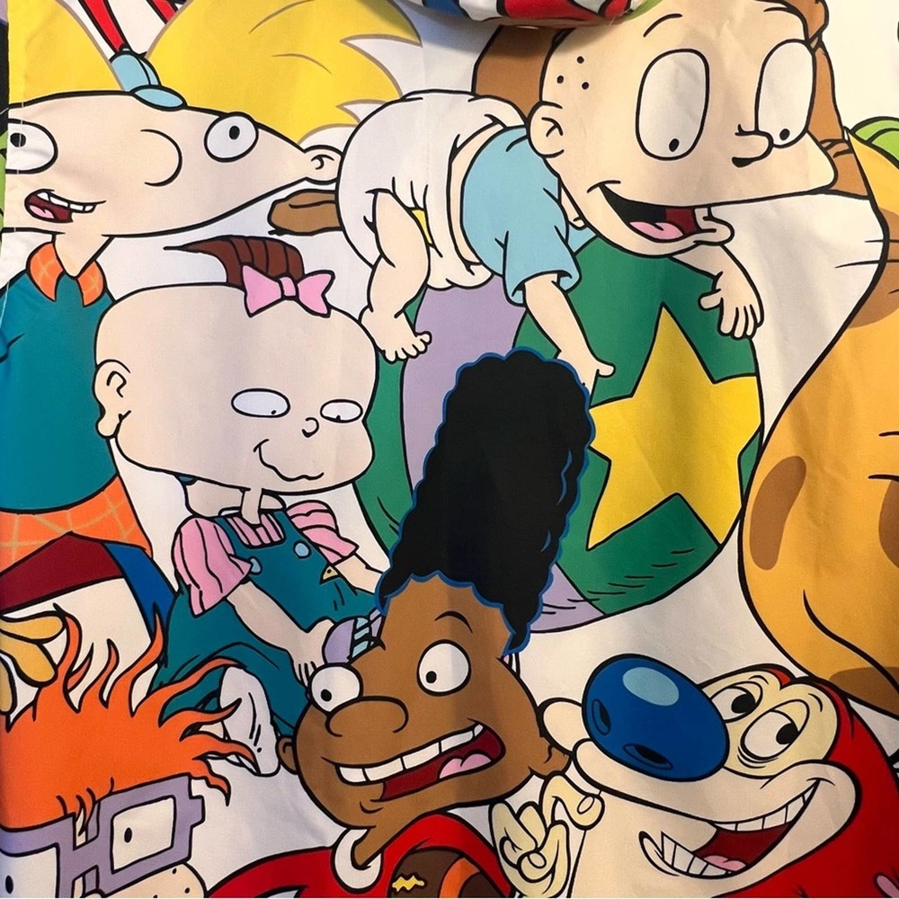 Members Only X Nickelodeon, White, Men’s L 90’s cartoons. Hooded, Zip up jacket - Picture 3 of 9